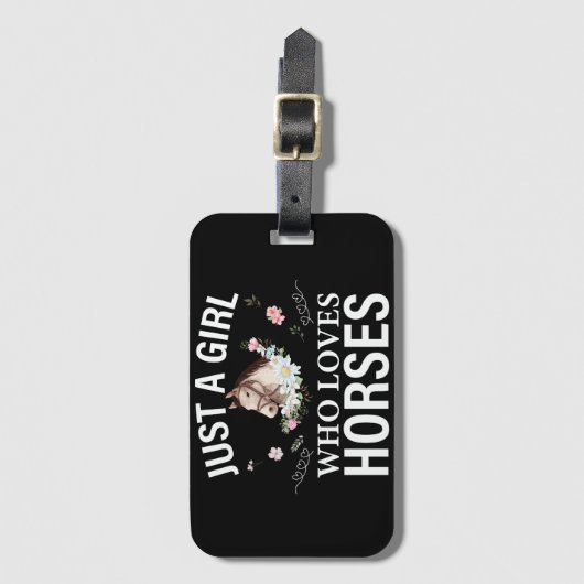 Nur ein Mädchen, das Liebe Pferde Blumenstrauß Gepäckanhänger (Vorderseite Vertikal)