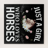 Nur ein Mädchen, das Liebe Pferde Blumenstrauß Puzzle (Horizontal)