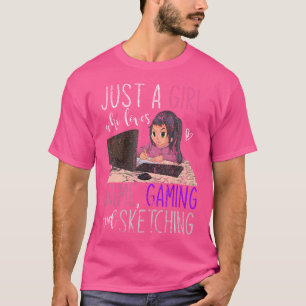 Nur ein Mädchen, das Lieben anime Gaming und Skizz T-Shirt