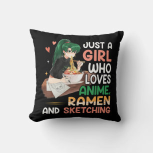 Nur ein Mädchen, das Lieben Anime Ramen Sketching Kissen