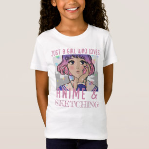 Nur ein Mädchen, das Lieben animieren und zeichnen T-Shirt