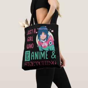 Nur ein Mädchen, das Lieben animiert und skizzier Tasche