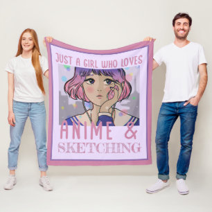 Nur ein Mädchen, das Lieben animiert und skizziert Fleecedecke