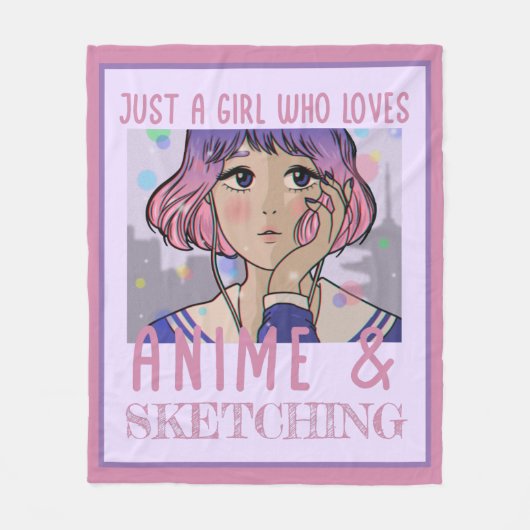 Nur ein Mädchen, das Lieben animiert und skizziert Fleecedecke (Vorderseite)