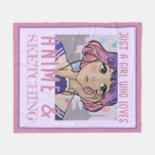 Nur ein Mädchen, das Lieben animiert und skizziert Fleecedecke (Vorderseite (Horizontal))