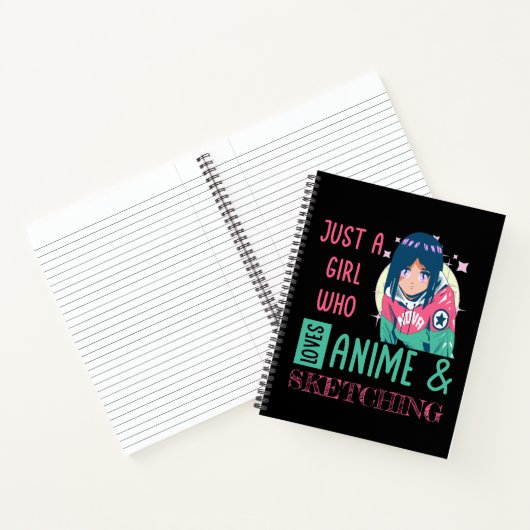 Nur ein Mädchen, das Lieben animiert und skizziert Notizblock (Innenseite)