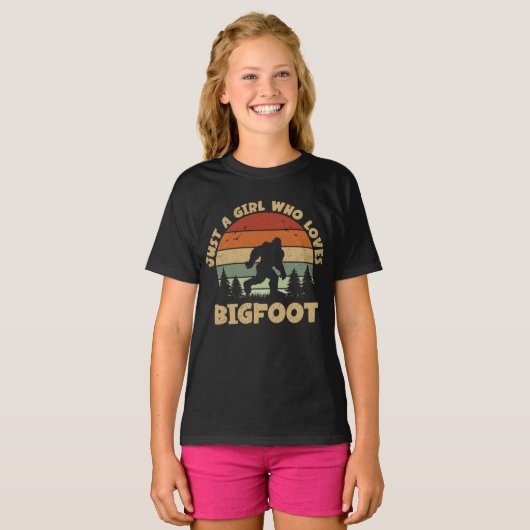 Nur ein Mädchen, das Lieben Bigfoot Funny Retro Vi T-Shirt (Vorne ganz)