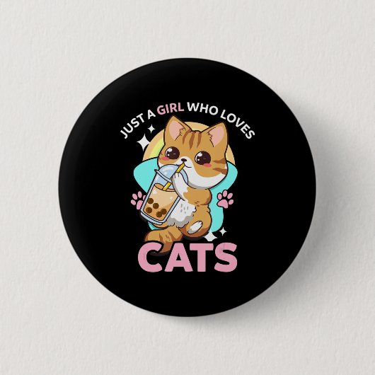 Nur ein Mädchen, das Lieben Boba Bubble Milk Tee K Button (Vorderseite)