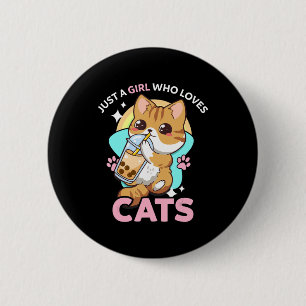 Nur ein Mädchen, das Lieben Boba Bubble Milk Tee K Button