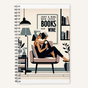 Nur ein Mädchen, das Lieben Bücher und Wein