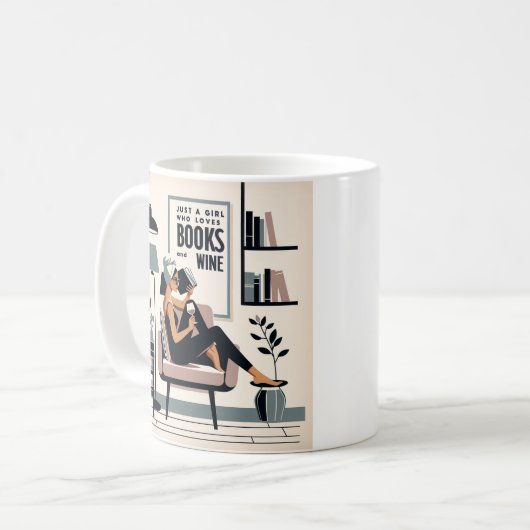 Nur ein Mädchen, das Lieben Bücher und Wein Kaffeetasse (Vorderseite Links)