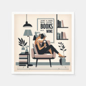 Nur ein Mädchen, das Lieben Bücher und Wein Serviette (Vorderseite)