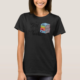 Nur ein Mädchen, das Lieben bucht Bibliothekselber T-Shirt
