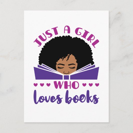 Nur ein Mädchen, das Lieben bucht einen Afroamerik Postkarte (Vorderseite)