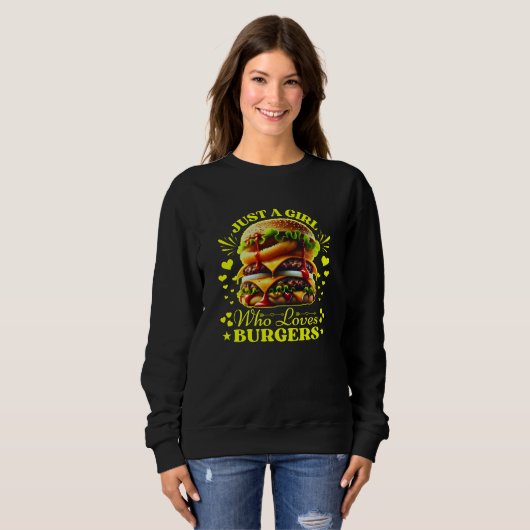 Nur ein Mädchen, das Lieben Burger Sweatshirt (Vorne ganz)