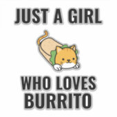 Nur ein Mädchen, das Lieben Burrito lustige Takos  Aufkleber (Vorderseite)