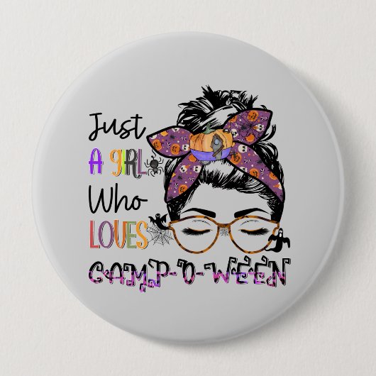 Nur ein Mädchen, das Lieben Camp-o-ween | Hallowee Button (Vorderseite)