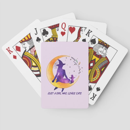 Nur ein Mädchen, das Lieben Cat Spielkarten (Rückseite)