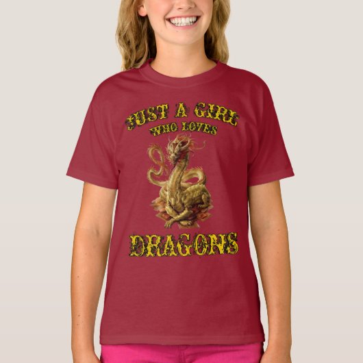 Nur ein Mädchen, das Lieben Drachen macht T-Shirt (Vorderseite)