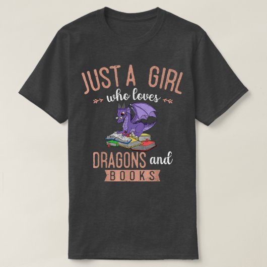 Nur ein Mädchen, das Lieben Drachen und Bücher les T-Shirt (Design vorne)