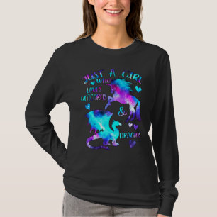 Nur ein Mädchen, das Lieben Drachen und Einhorn Fa T-Shirt