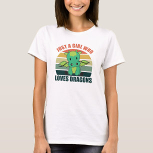 Nur ein Mädchen, das Lieben Dragons Niedliche Tier T-Shirt