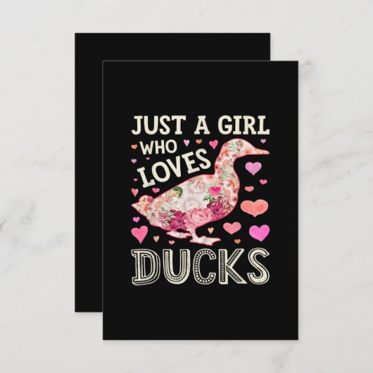 Nur ein Mädchen, das Lieben Ducks Funny Duck Silho Begleitkarte (Vorne/Hinten)