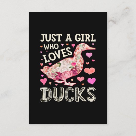 Nur ein Mädchen, das Lieben Ducks Funny Duck Silho Begleitkarte (Vorderseite)