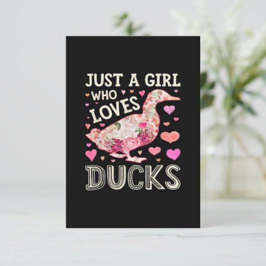 Nur ein Mädchen, das Lieben Ducks Funny Duck Silho Begleitkarte (Stehend Vorderseite)