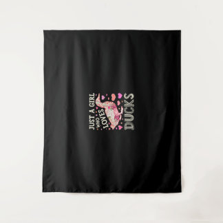 Nur ein Mädchen, das Lieben Ducks Funny Duck Silho Wandteppich