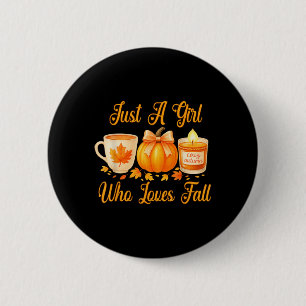 Nur ein Mädchen, das Lieben fallen fallen Pumpkin Button