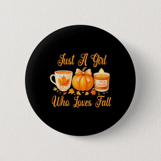 Nur ein Mädchen, das Lieben fallen fallen Pumpkin Button (Vorderseite)