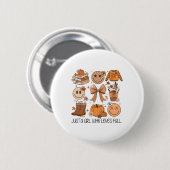 Nur ein Mädchen, das Lieben fallen Pumpkin Gewürz- Button (Vorne & Hinten)