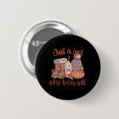 Nur ein Mädchen, das Lieben fallen Pumpkin Gewürz- Button (Vorne & Hinten)