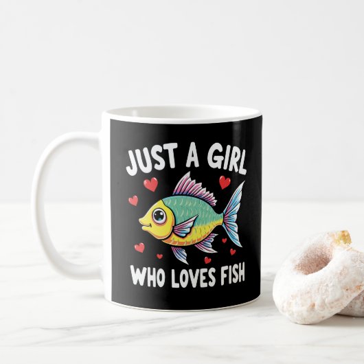 Nur ein Mädchen, das Lieben fischen Kaffeetasse (Mit Donut)