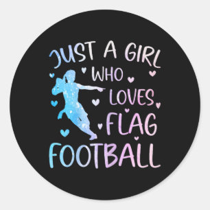 Nur ein Mädchen, das Lieben Flag Football Funny Sp Runder Aufkleber