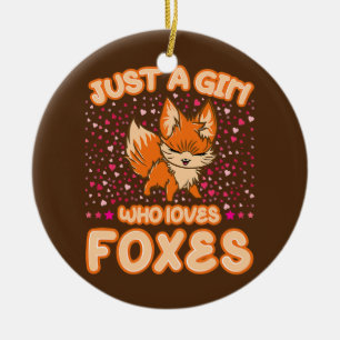 Nur ein Mädchen, das Lieben Foxes Niedlich Heart F Keramik Ornament