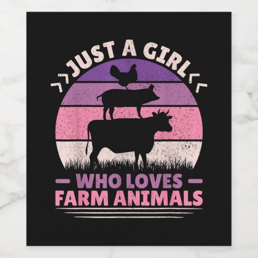 Nur ein Mädchen, das Lieben für Tiere hält, liegt Weinetikett (Einzelnes Label)