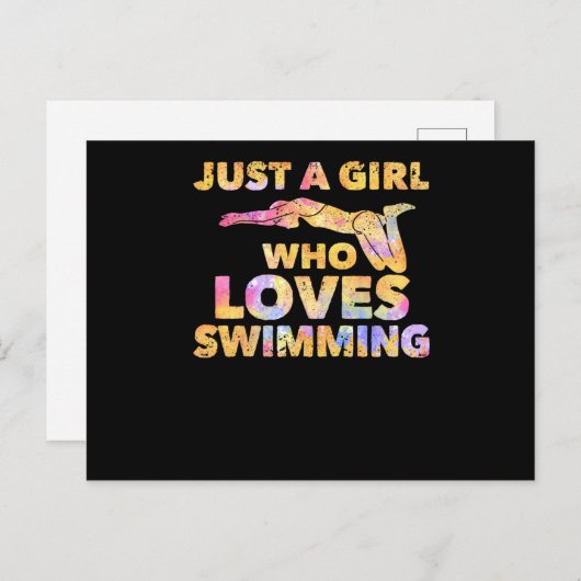 Nur ein Mädchen, das Lieben hat, lustige Schwimmmä Postkarte (Vorne/Hinten)