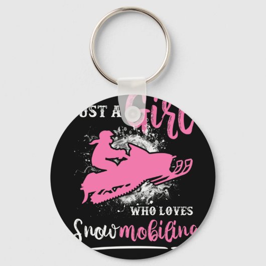 Nur ein Mädchen, das Lieben hat Snowmobile Schlüsselanhänger (Vorderseite)