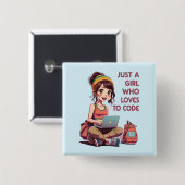 Nur ein Mädchen, das Lieben hat zu programmieren Button (Vorne & Hinten)