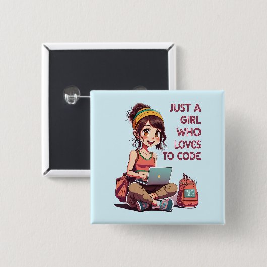 Nur ein Mädchen, das Lieben hat zu programmieren Button (Vorne & Hinten)