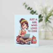 Nur ein Mädchen, das Lieben hat zu programmieren Postkarte (Stehend Vorderseite)