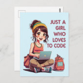 Nur ein Mädchen, das Lieben hat zu programmieren Postkarte (Vorne/Hinten)