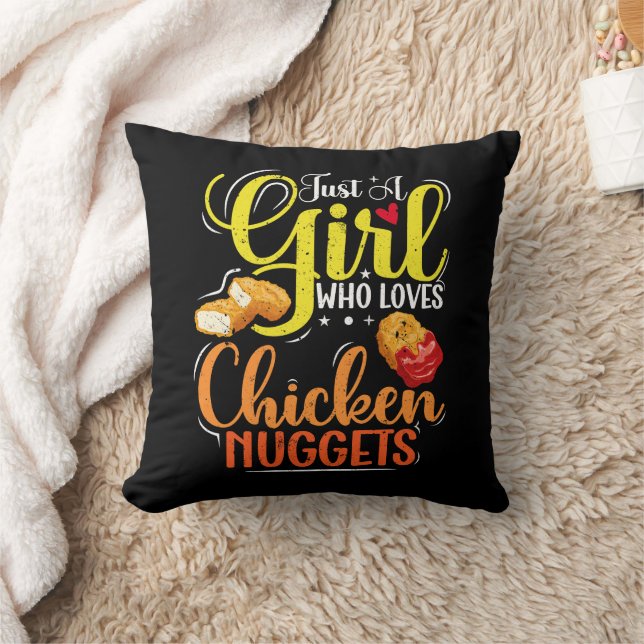 Nur ein Mädchen, das Lieben Hühnchen-Nuggets-Girl- Kissen (Decke)