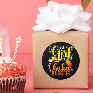 Nur ein Mädchen, das Lieben Hühnchen-Nuggets-Girl- Runder Aufkleber