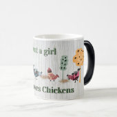 Nur ein Mädchen, das Lieben Hühner Country Folklor Verwandlungstasse (VorderseiteRechts)