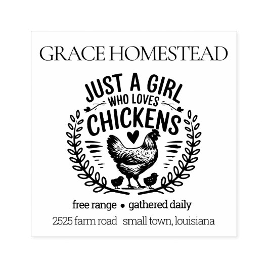 Nur ein Mädchen, das Lieben Hühner Eierkarton Name Gummistempel (Prägung)