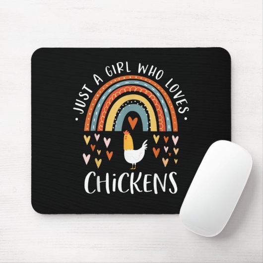 Nur ein Mädchen, das Lieben Hühner Regenbogen Gesc Mousepad (Mit Mouse)