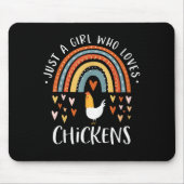 Nur ein Mädchen, das Lieben Hühner Regenbogen Gesc Mousepad (Vorne)